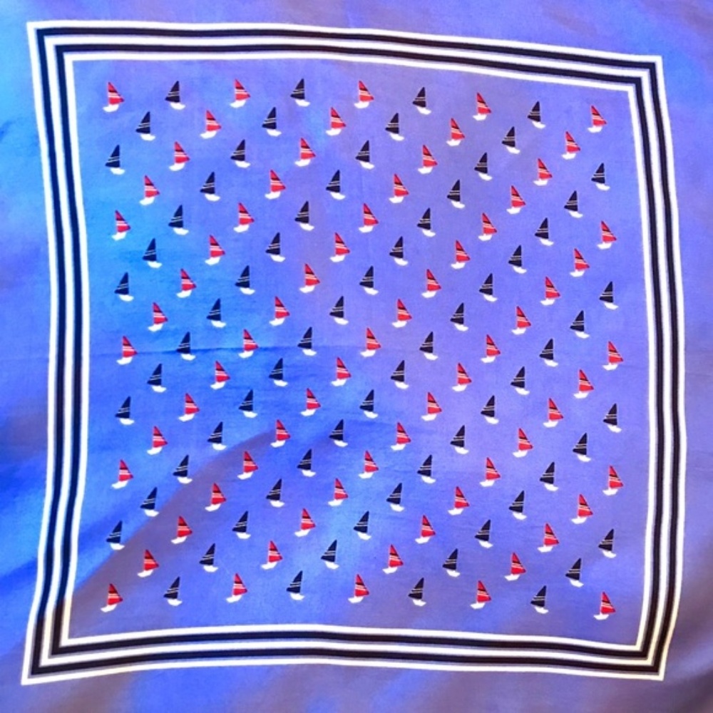 ⛵️SHIPS AHOY⚓Silky Blue Sailboat Print Satin Scarf